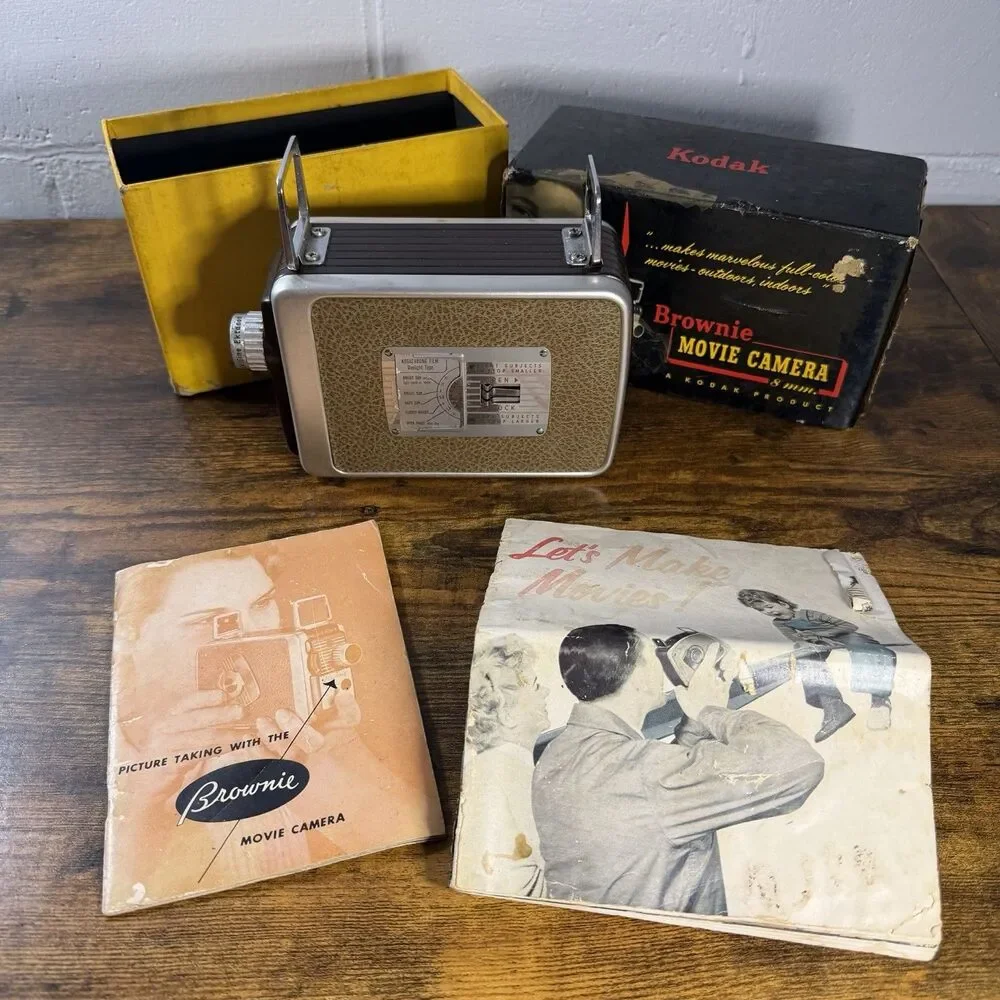 Vintage Kodak Brownie 8mm Movie Camera No 82 w Box Manuals Retro Decor